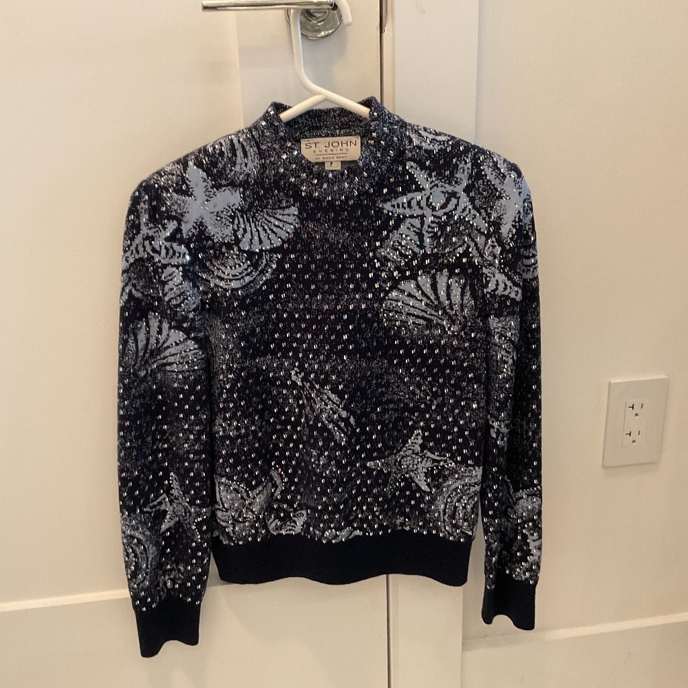 St. John Sweater with collar.  Sparkly